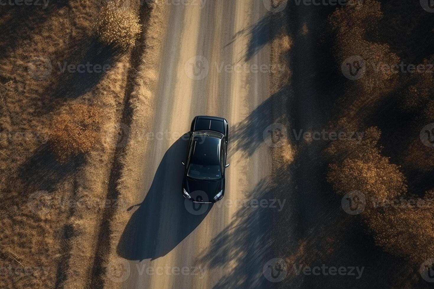 Aerial view of a car on the road photo