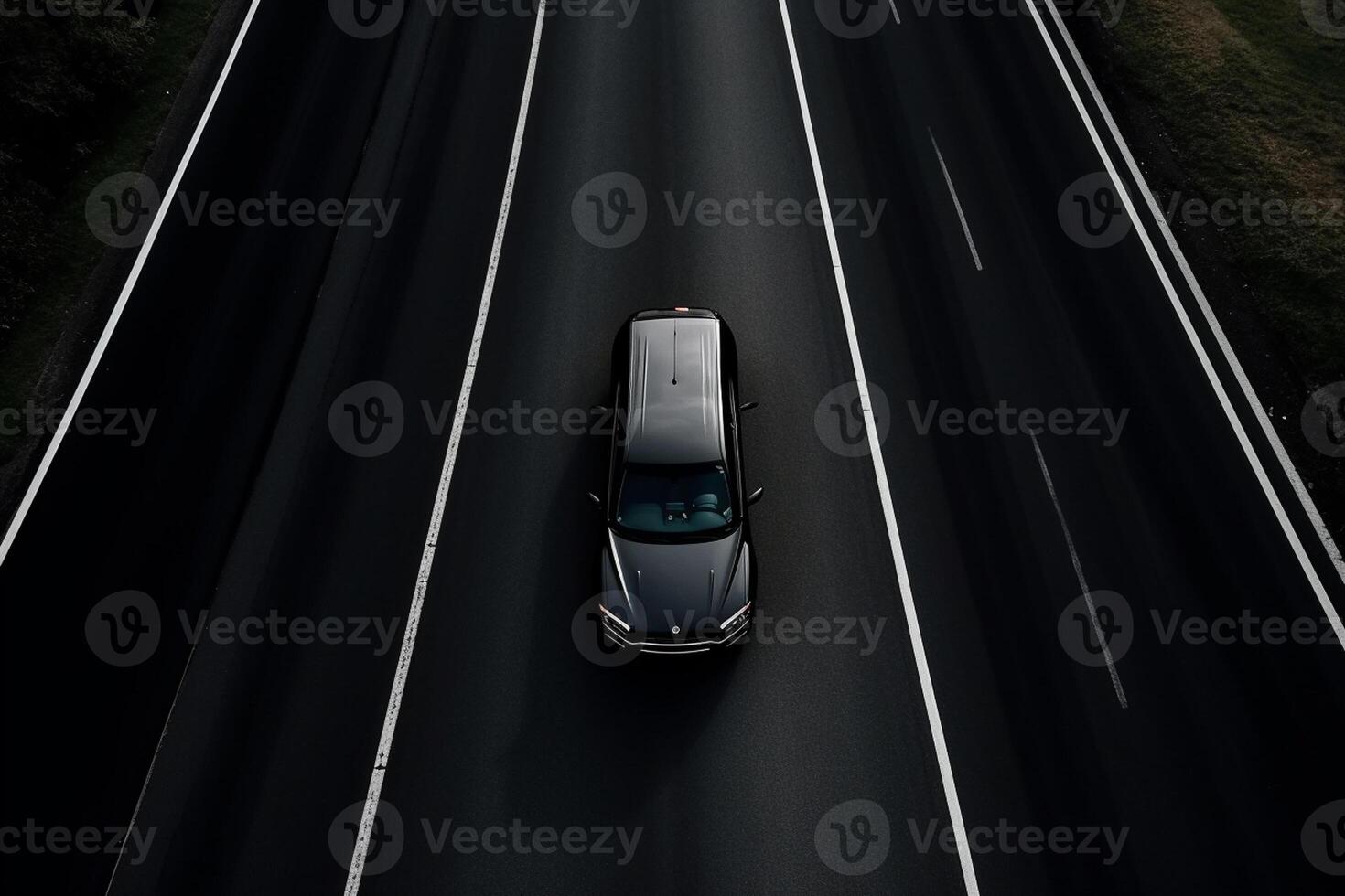 Aerial view of a car on the road photo