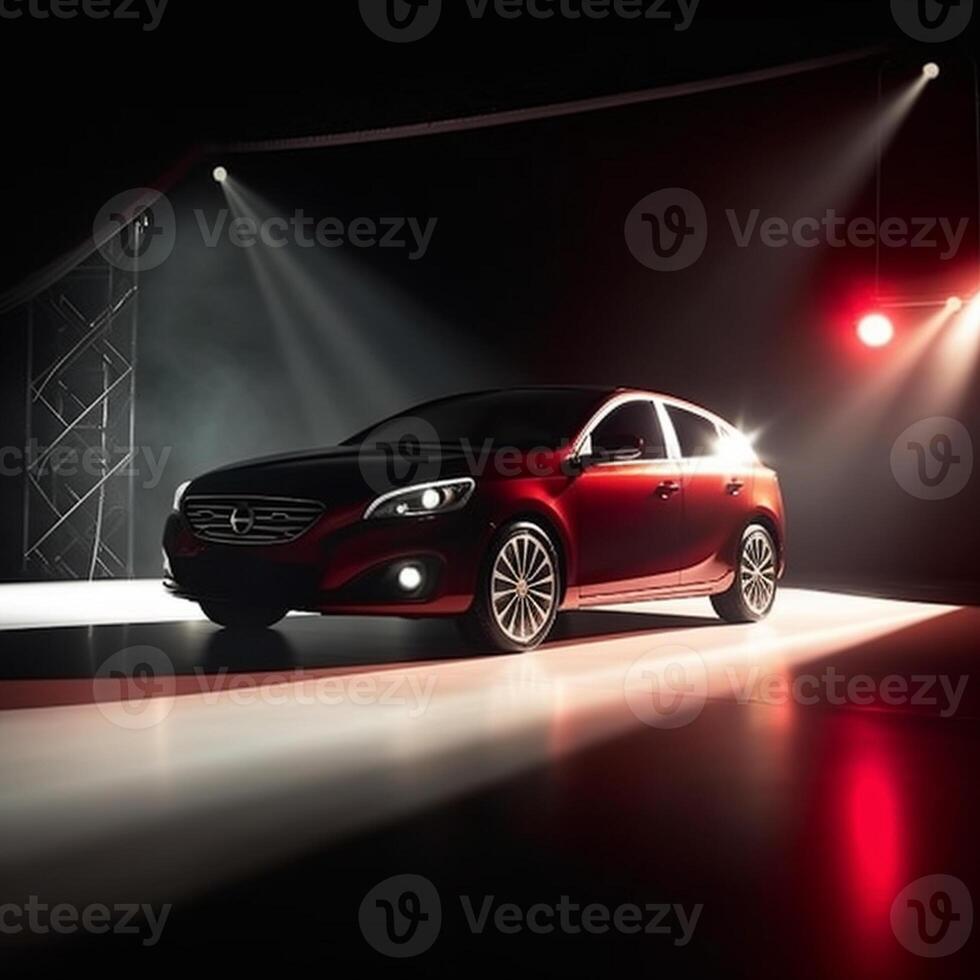 ai generativo ver de un genérico y marca Menos moderno coche en el presentación etapa antecedentes foto