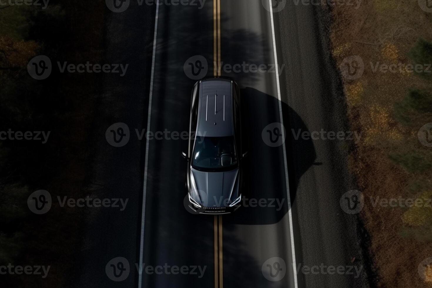 Aerial view of a car on the road photo