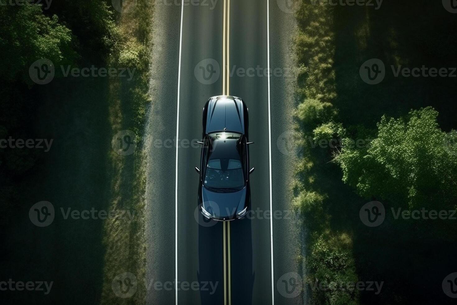 Aerial view of a car on the road photo