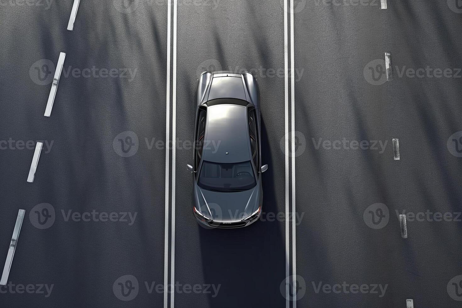 Aerial view of a car on the road photo