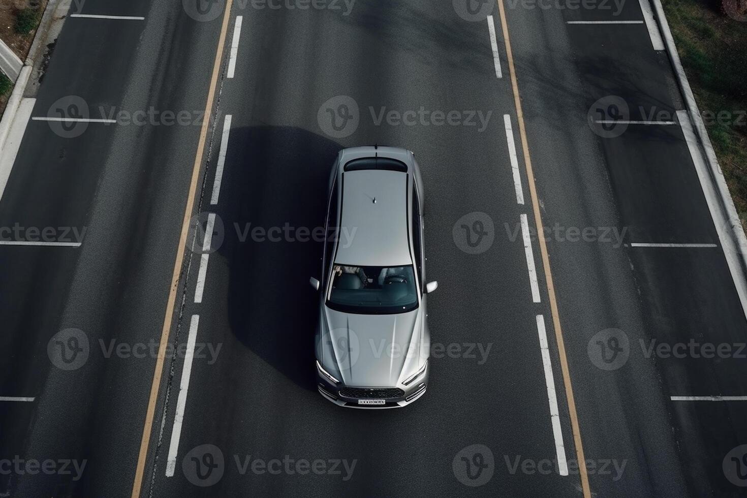 Aerial view of a car on the road photo