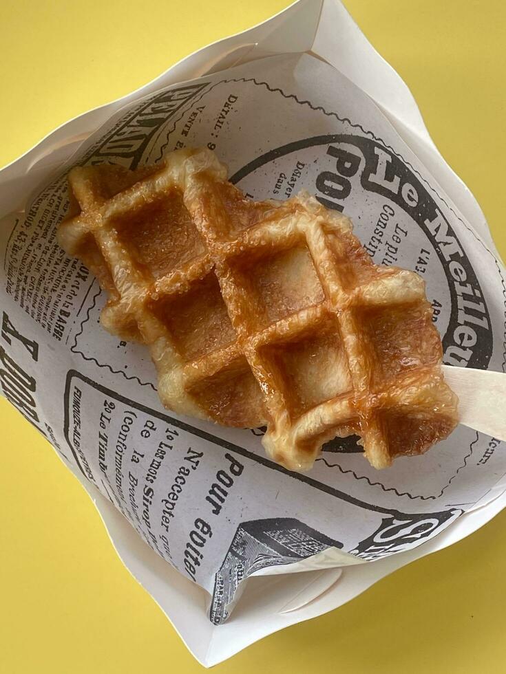 Delicous waffle dessert photo