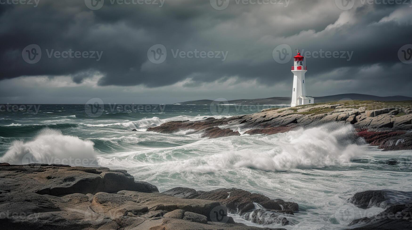 Lighthouse In Stormy Landscape, photo