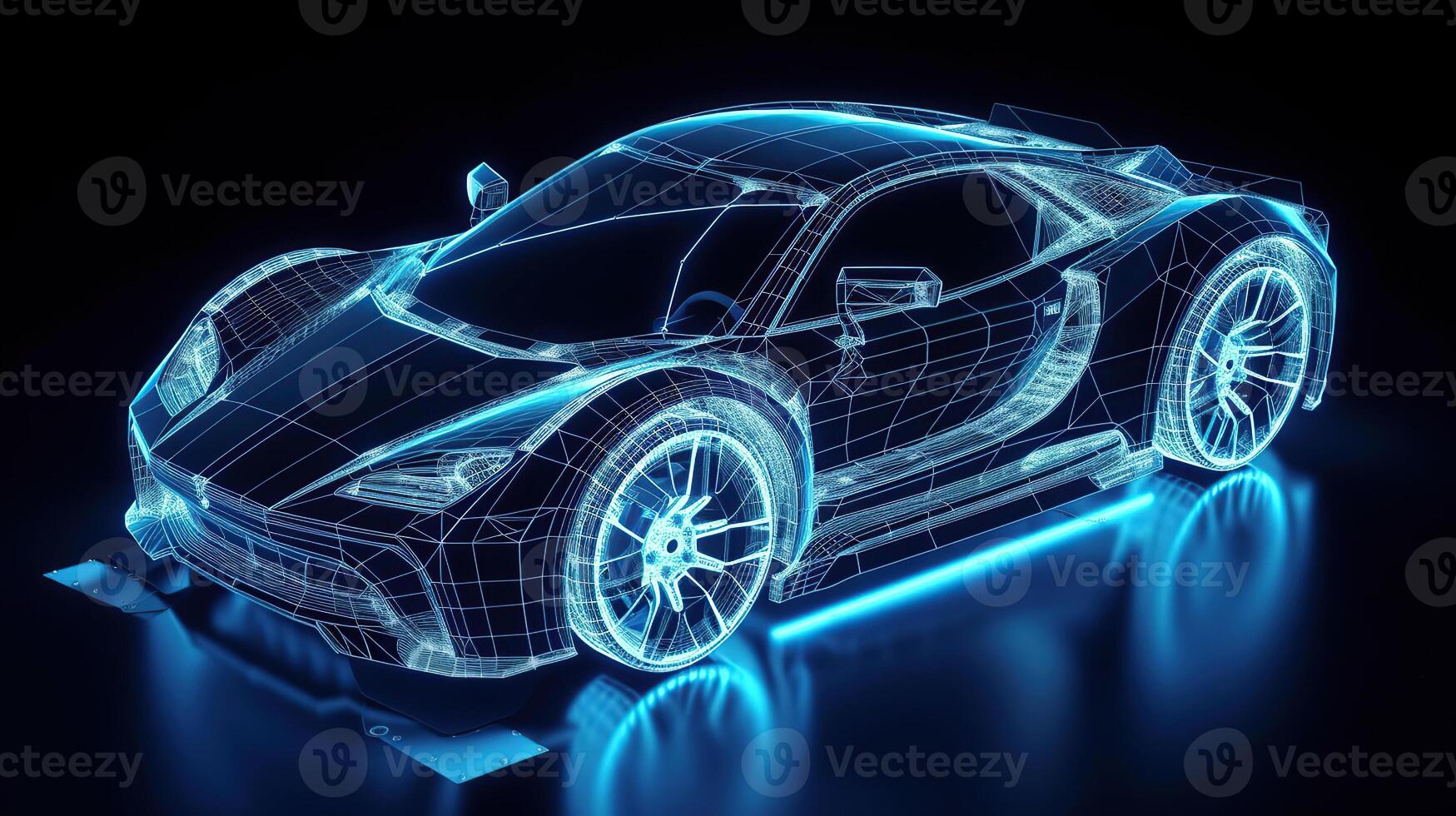 Racing Car Hologram Wireframe. photo