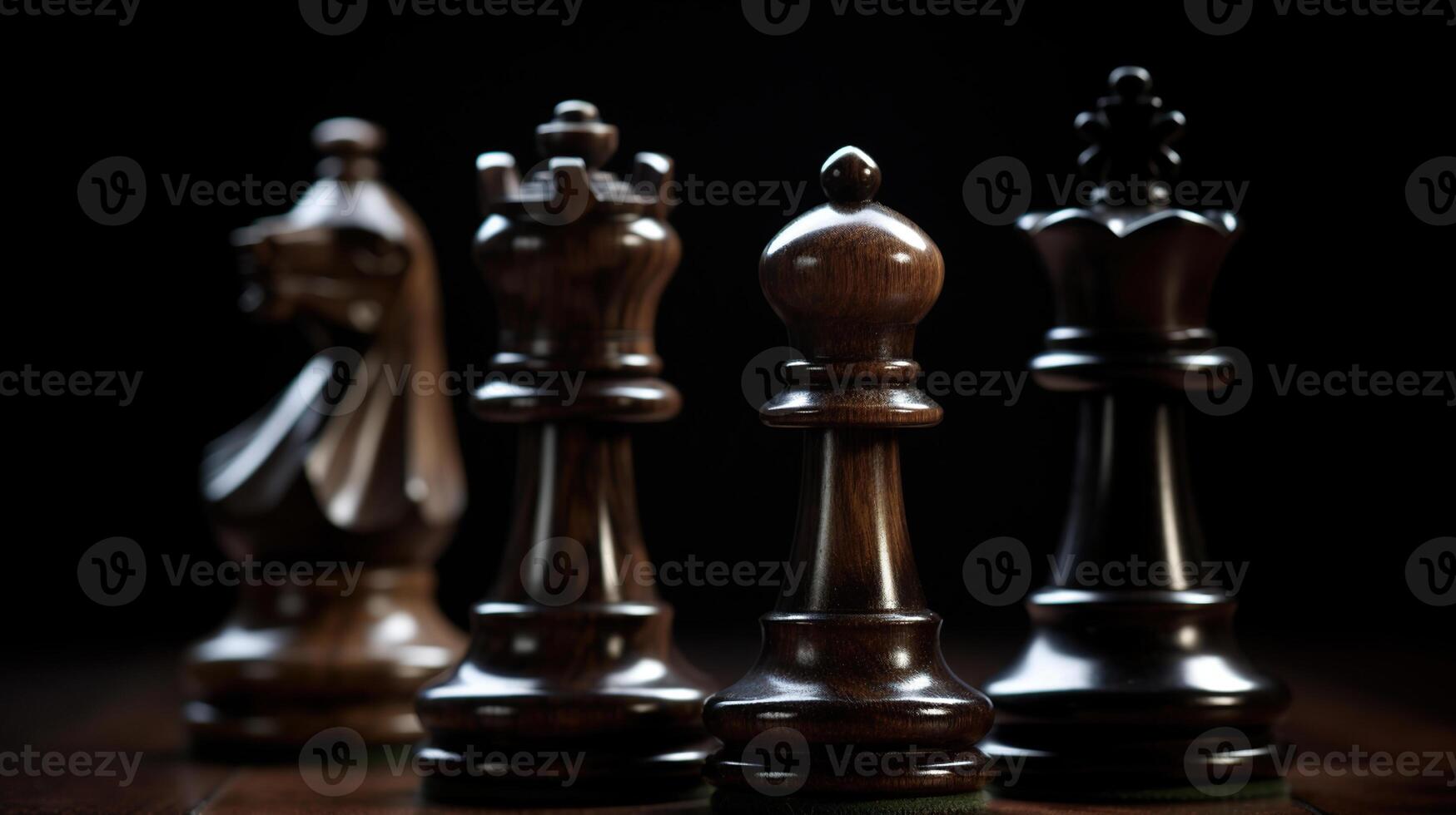 Chess pieces on a dark background, strategy games and challenge concept, photo