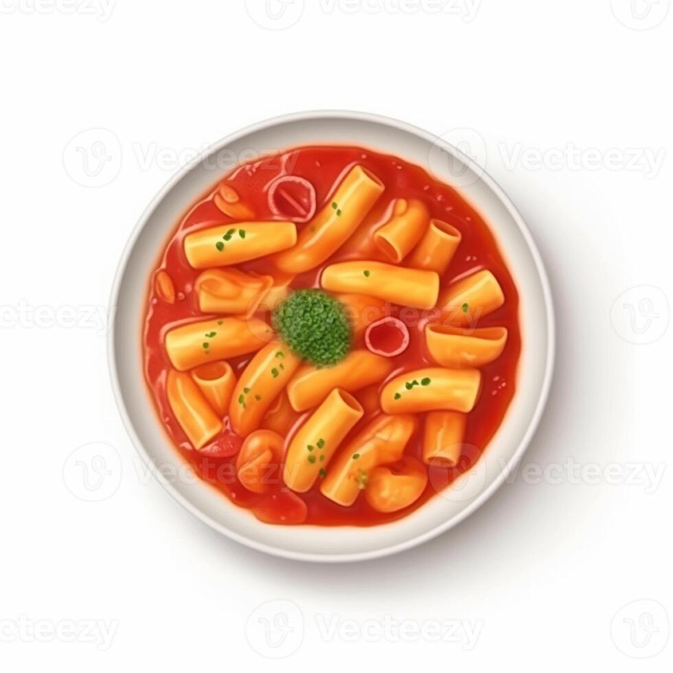 Tteokbokki is a Korean rice flour dish cooked in a spicy and sweet