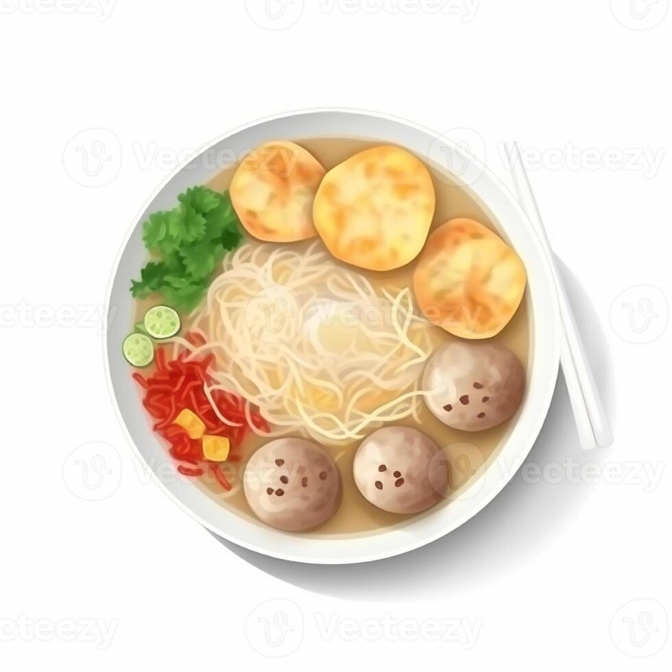 Bakso traditional Indonesian food from meat ball and noodle created using photo