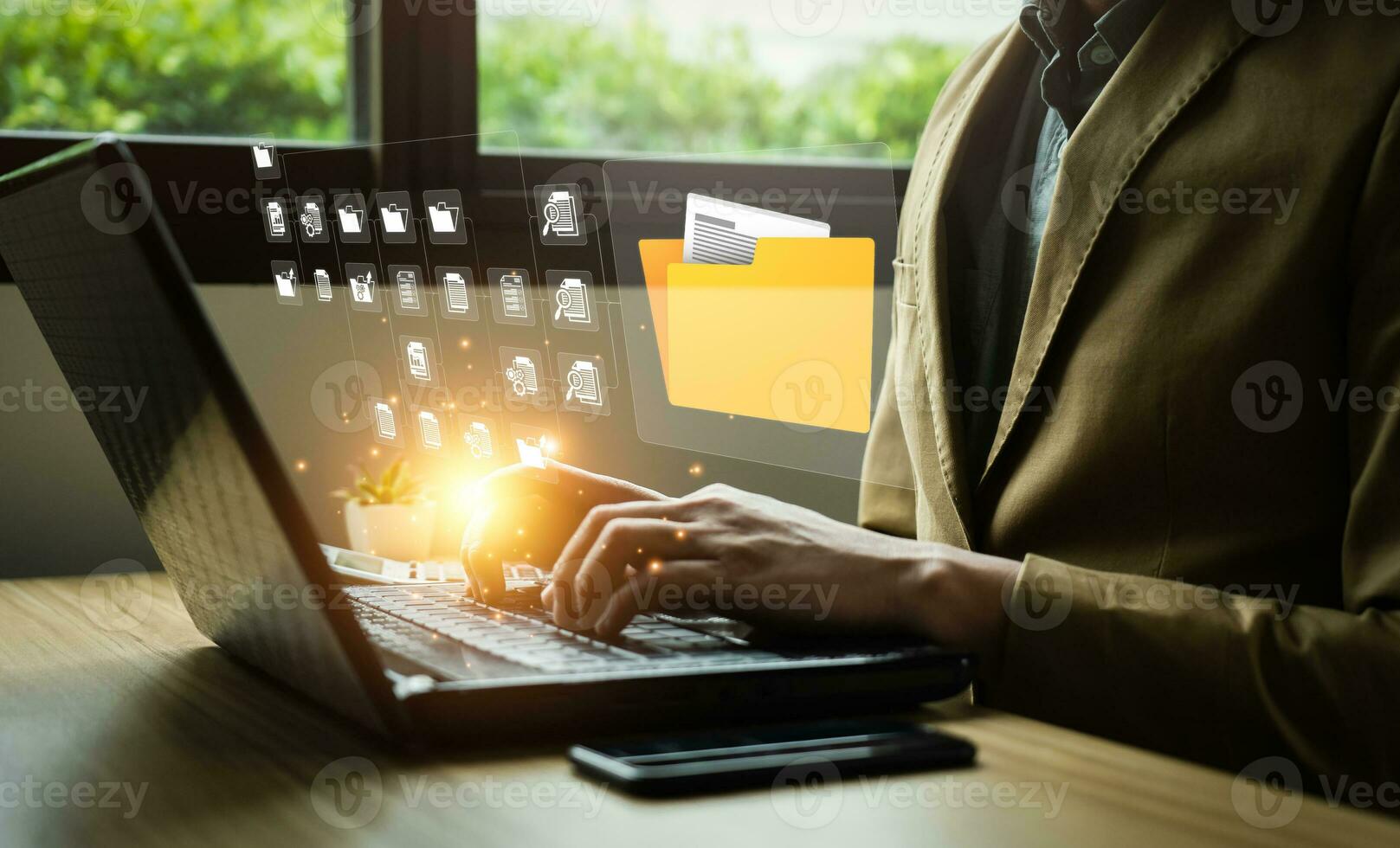 document management system concept. Enterprise content management, Digital asset management, Document imaging, Workflow, Records management, Online document file data software for efficient archiving. photo