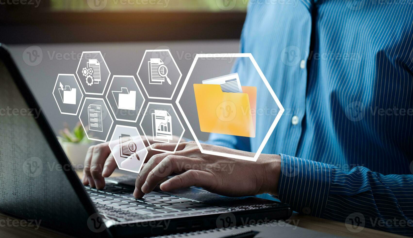 document management system concept. Enterprise content management, Digital asset management, Document imaging, Workflow, Records management, Online document file data software for efficient archiving. photo