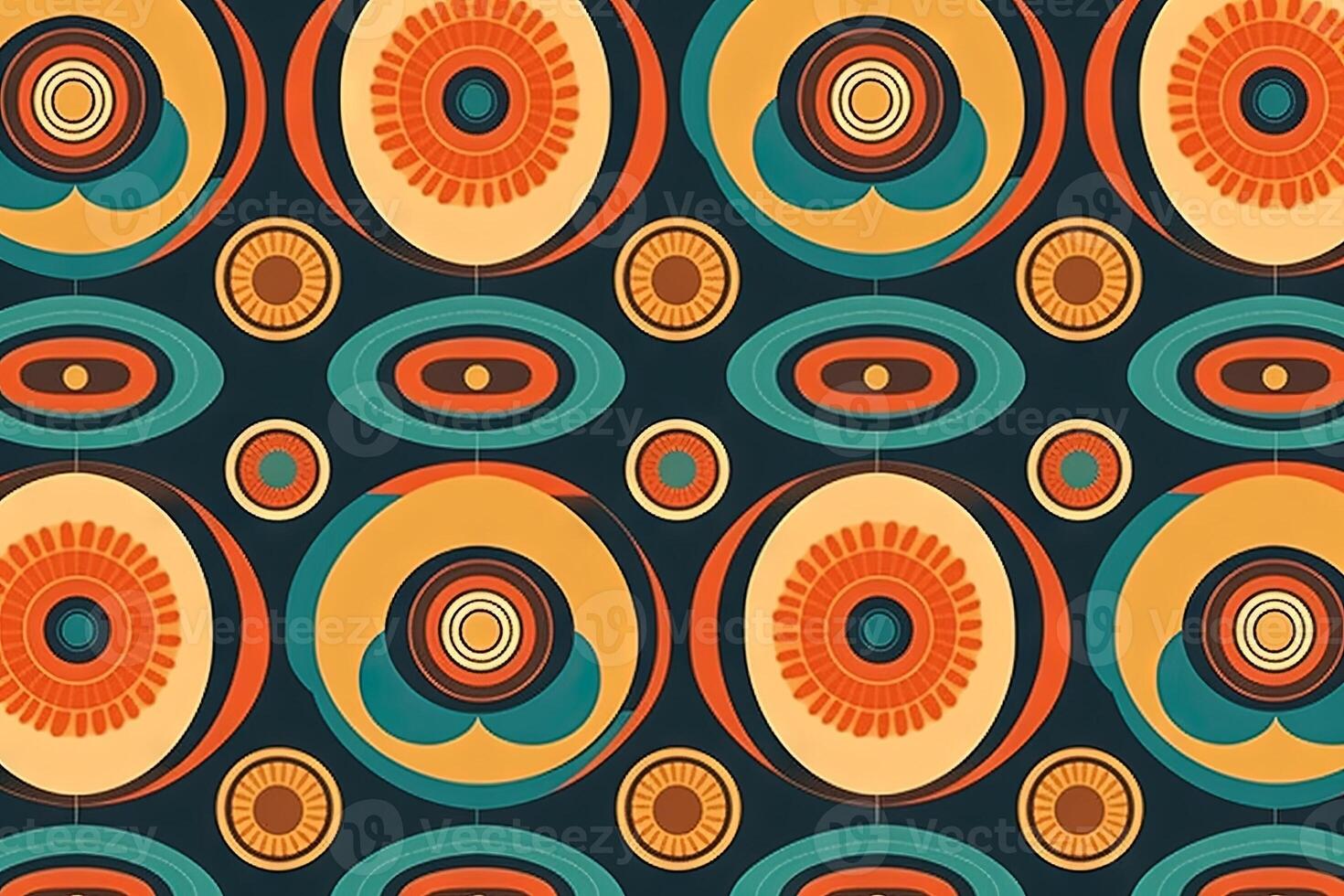 70s Retro Seamless Pattern. 60s and 70s Aesthetic Style illustration photo