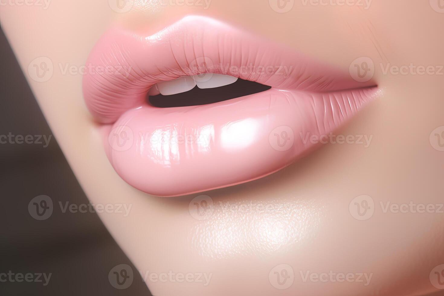 Closeup of woman's lips with day beauty makeup. photo