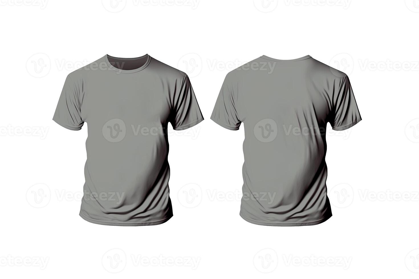 foto realista masculino gris camisetas con Copiar espacio, frente y espalda vista. ai generado