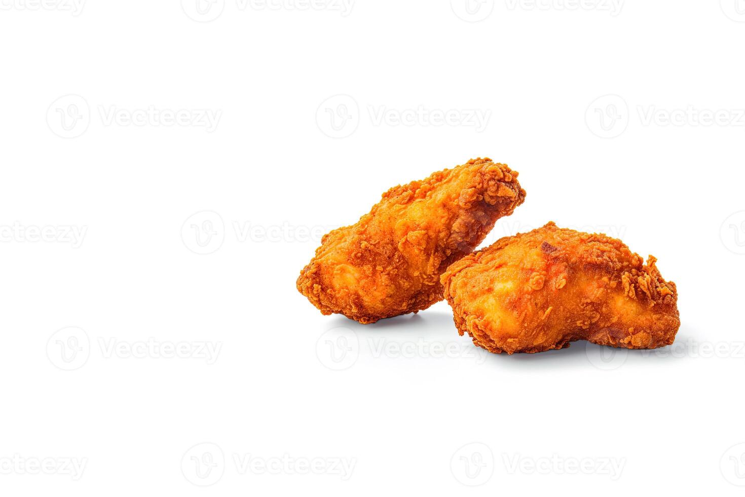 Crispy delicious fried chicken breast isolated on white background. AI