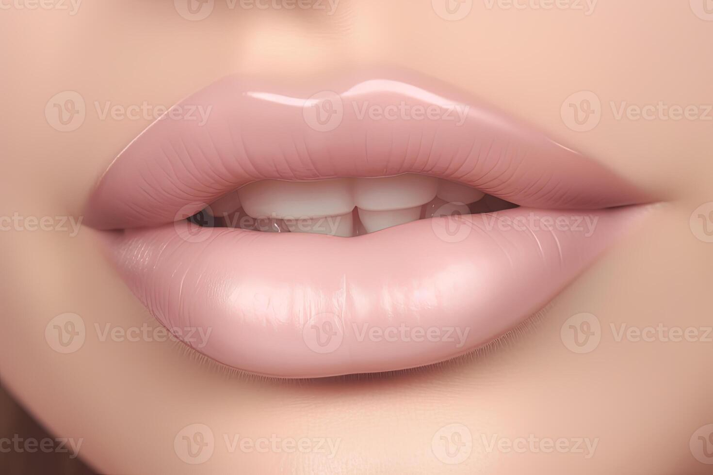 Closeup of woman's lips with day beauty makeup. photo