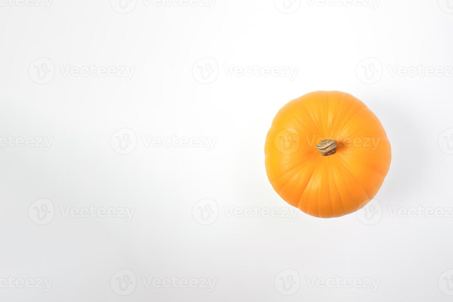 Top view of fresh orange pumpkin isolated on white background. photo