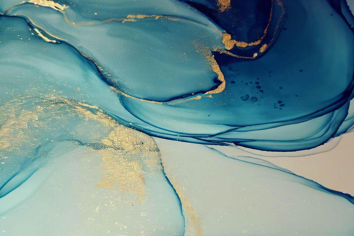 Abstract Liquid Paint Digital Paper, fluid art violet and gold glitter with alcohol ink technique photo