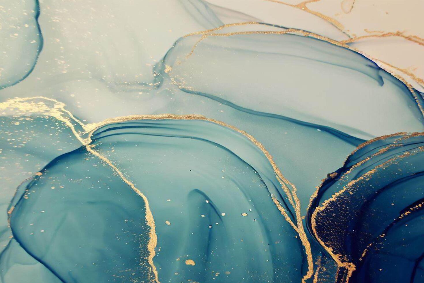 Abstract Liquid Paint Digital Paper, fluid art violet and gold glitter with alcohol ink technique photo
