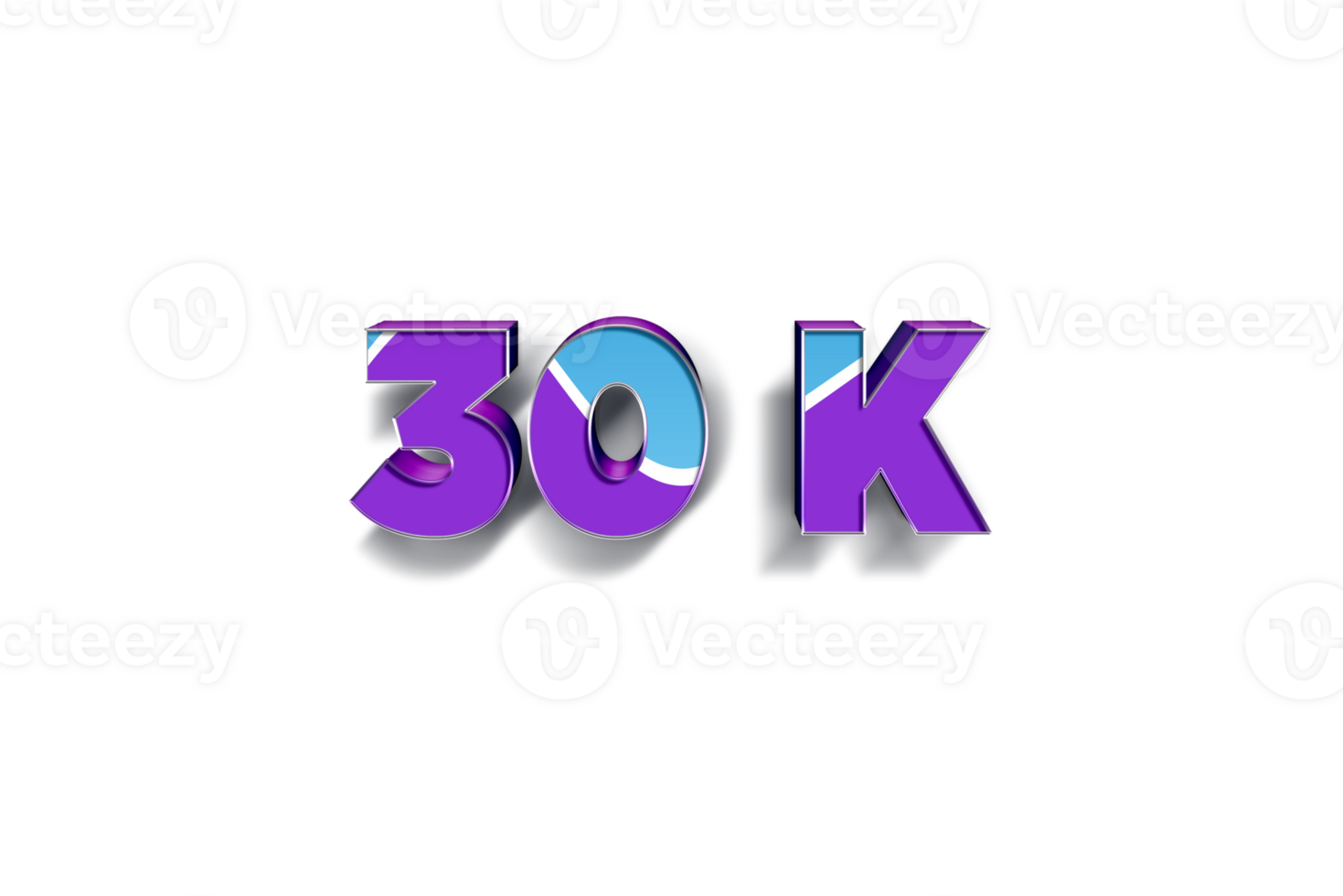 30 k subscribers celebration greeting Number with blue purple design png