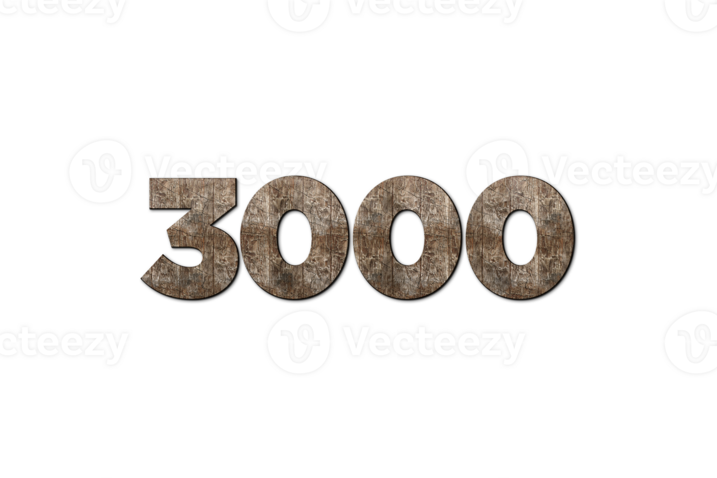 3000 subscribers celebration greeting Number with old walnut wood design png