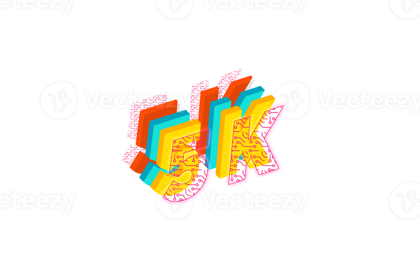 5 k subscribers celebration greeting Number with tech design png