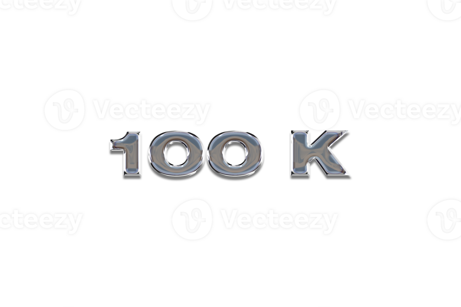 100 k subscribers celebration greeting Number with chrome design png
