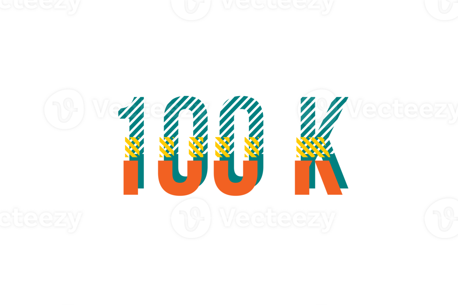 100 k subscribers celebration greeting Number with strips design png