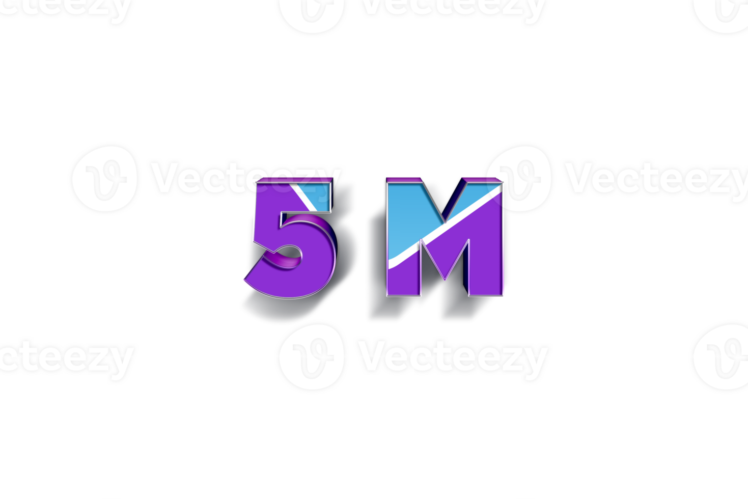 5 million subscribers celebration greeting Number with blue purple design png