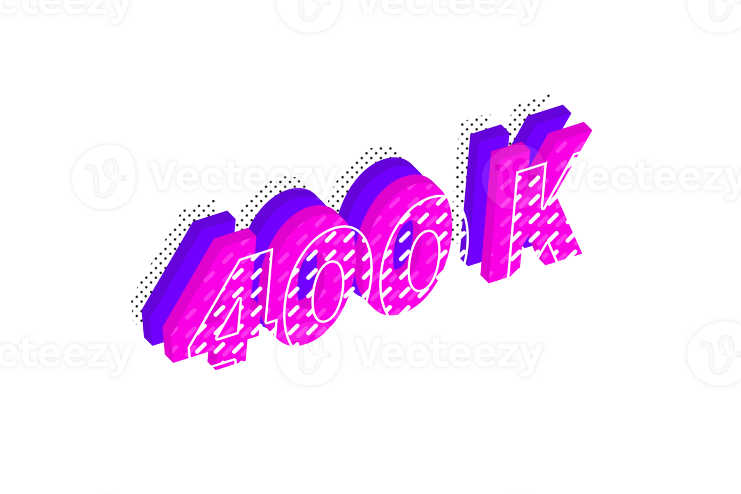 400 k subscribers celebration greeting Number with multi layer design png