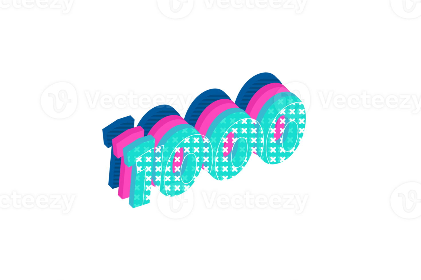 1000 subscribers celebration greeting Number with multi layers design png