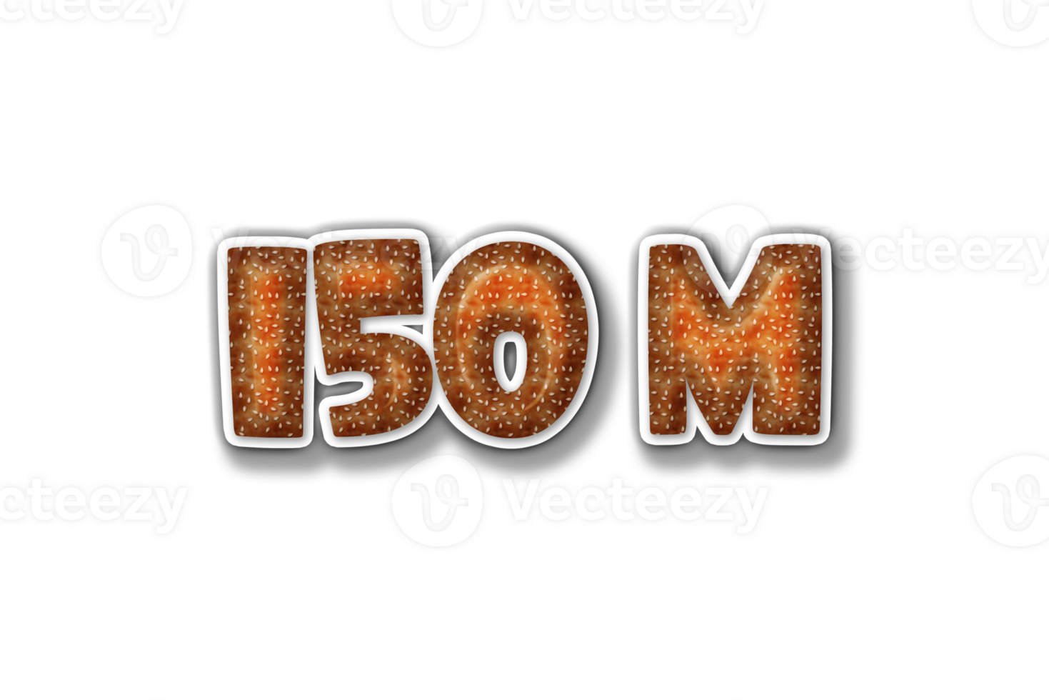 150 million subscribers celebration greeting Number with burger design png