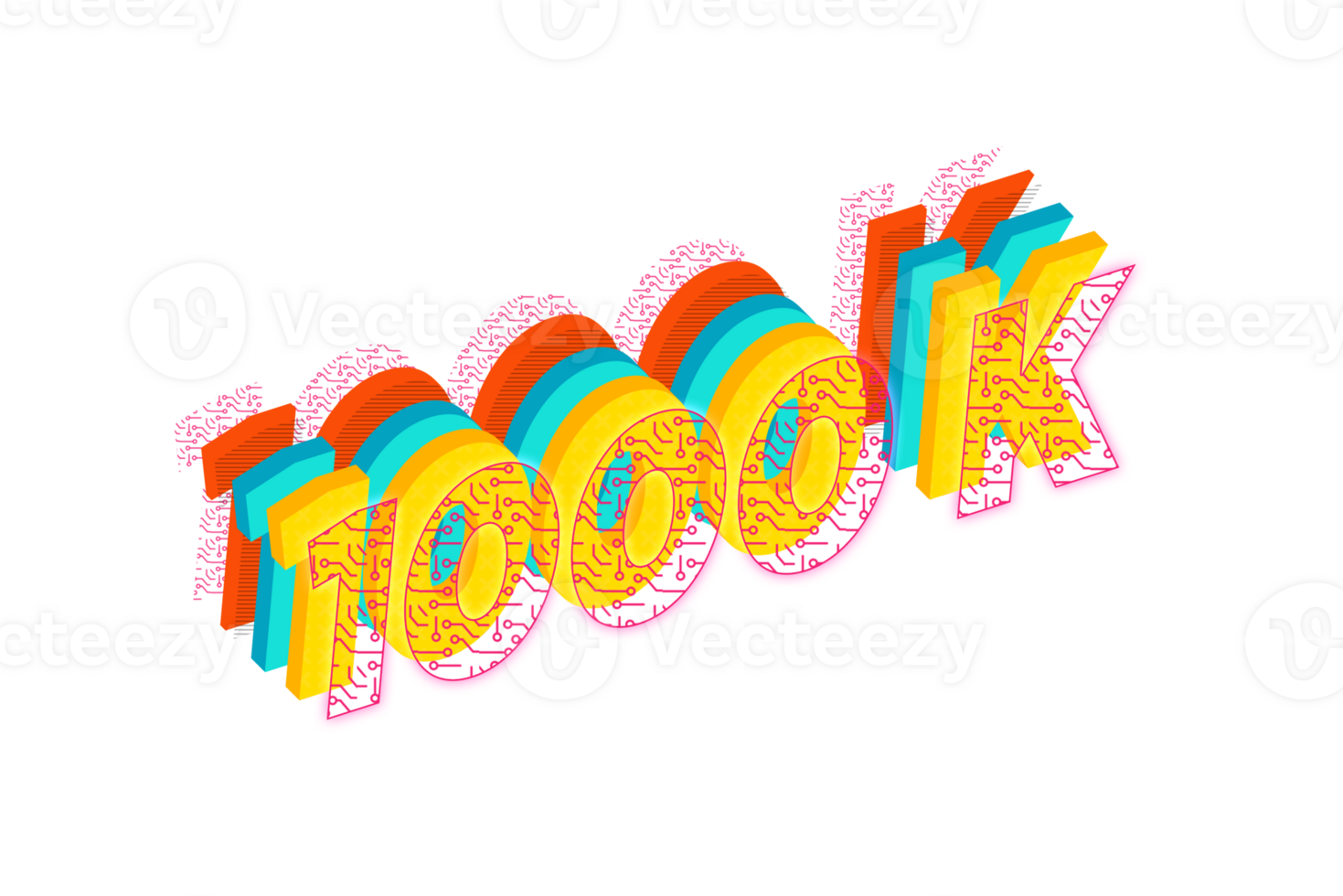 1000 k subscribers celebration greeting Number with tech design png