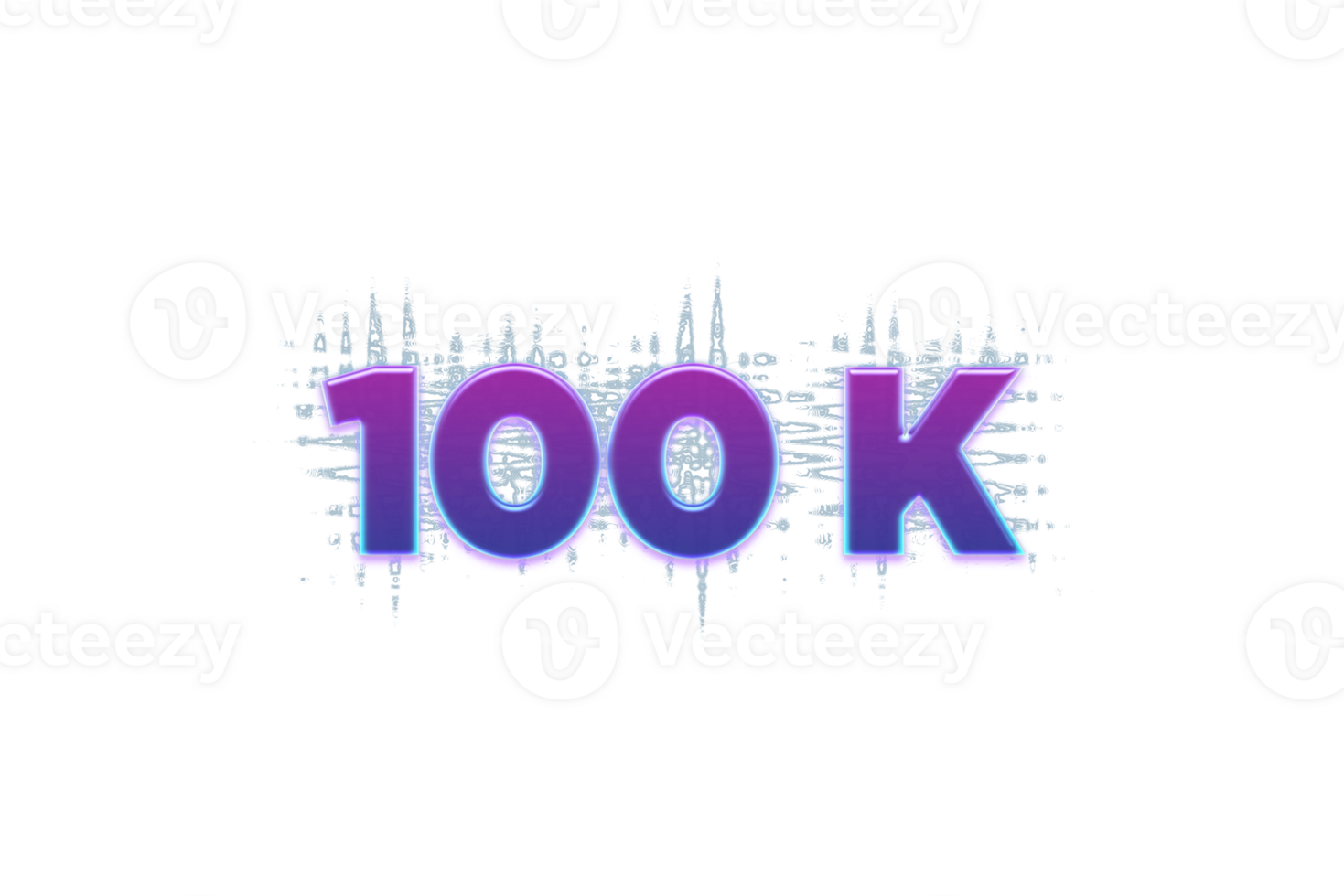 100 k subscribers celebration greeting Number with purple glowing design png