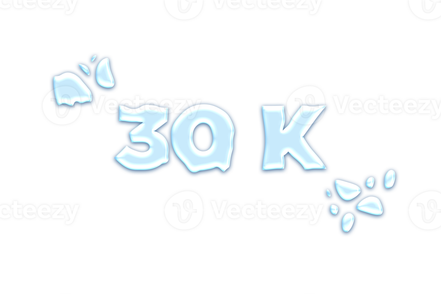 30 k subscribers celebration greeting Number with water design png