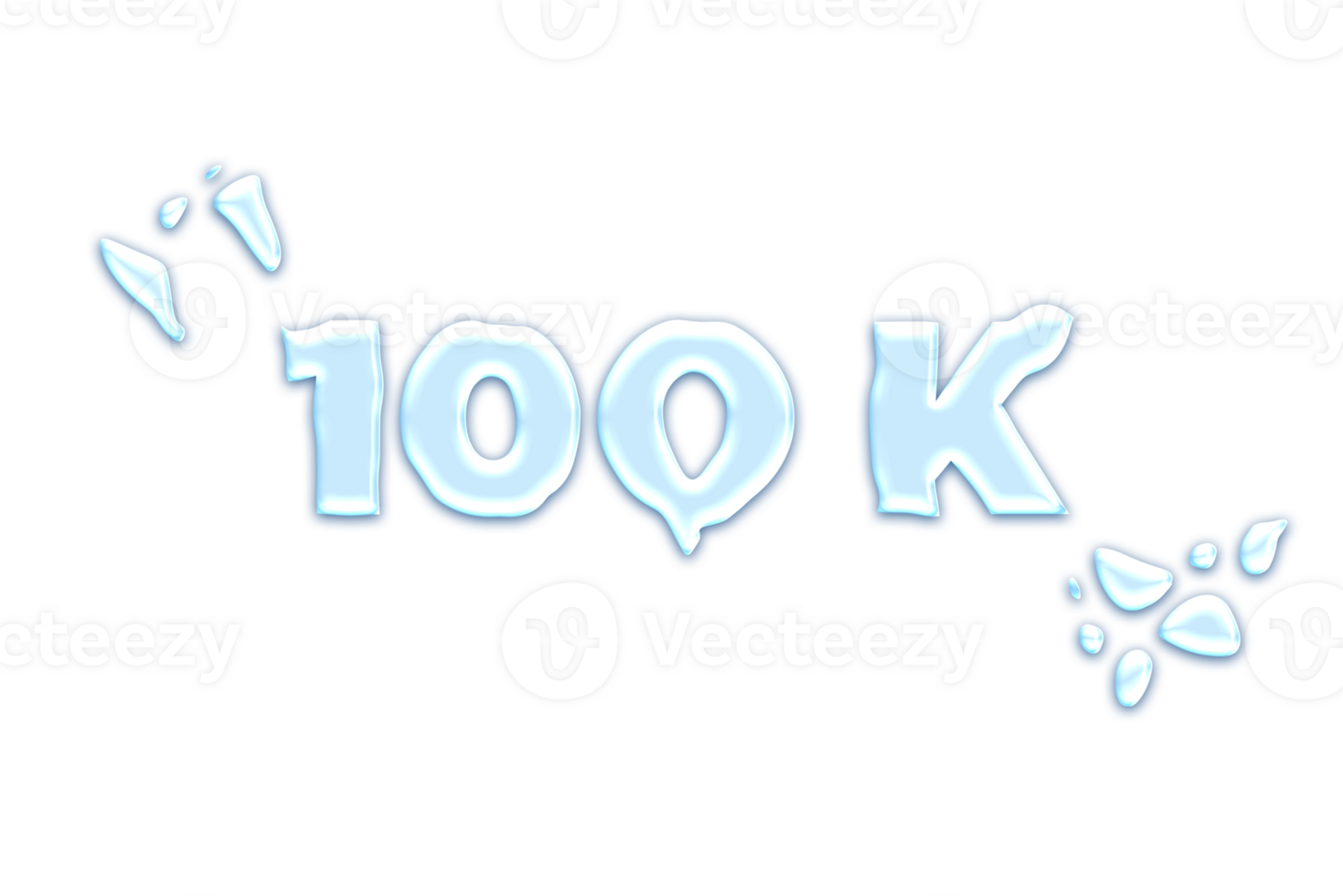 100 k subscribers celebration greeting Number with water design png