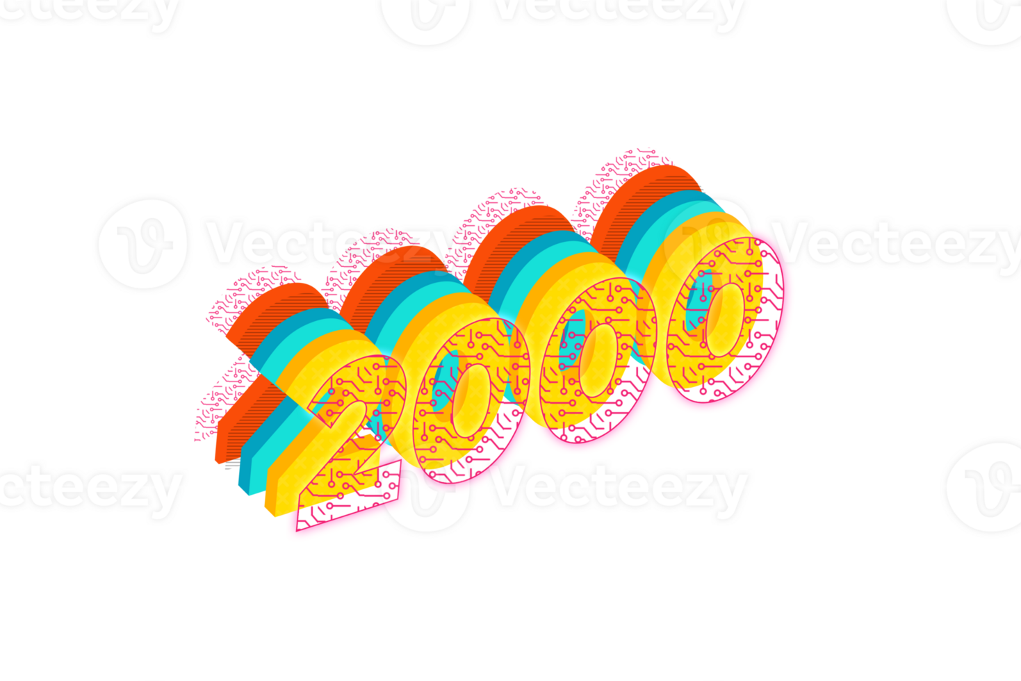 2000 subscribers celebration greeting Number with tech design png