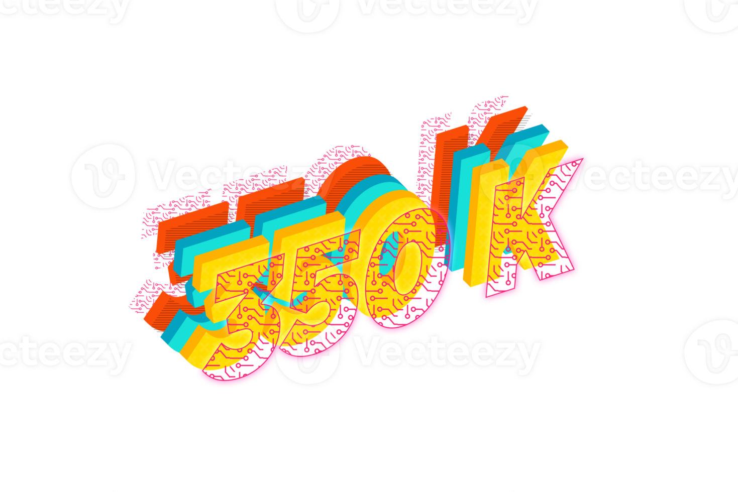 350 k subscribers celebration greeting Number with tech design png