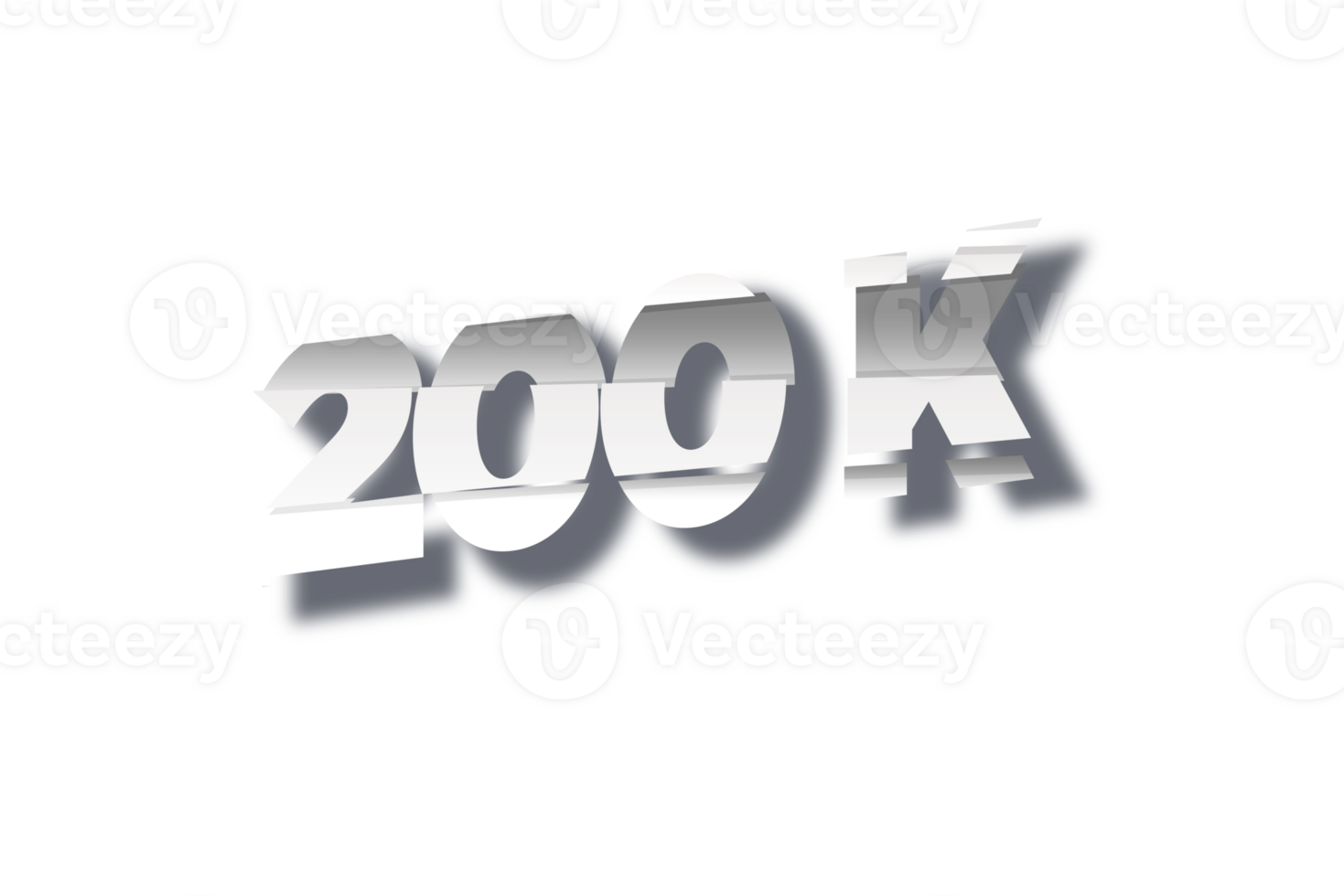 200 k subscribers celebration greeting Number with cutting design png