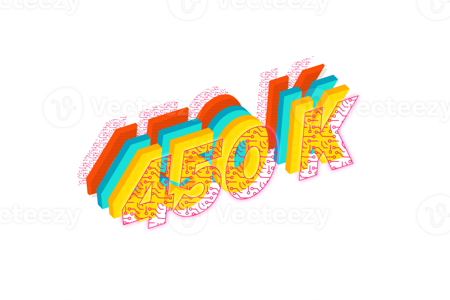 450 k subscribers celebration greeting Number with tech design png
