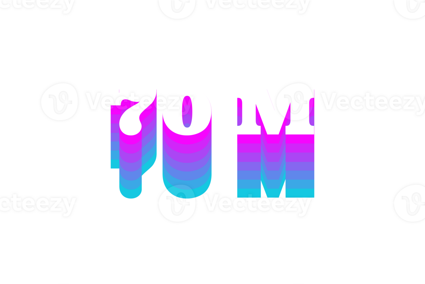 70 million subscribers celebration greeting Number with multi color design png