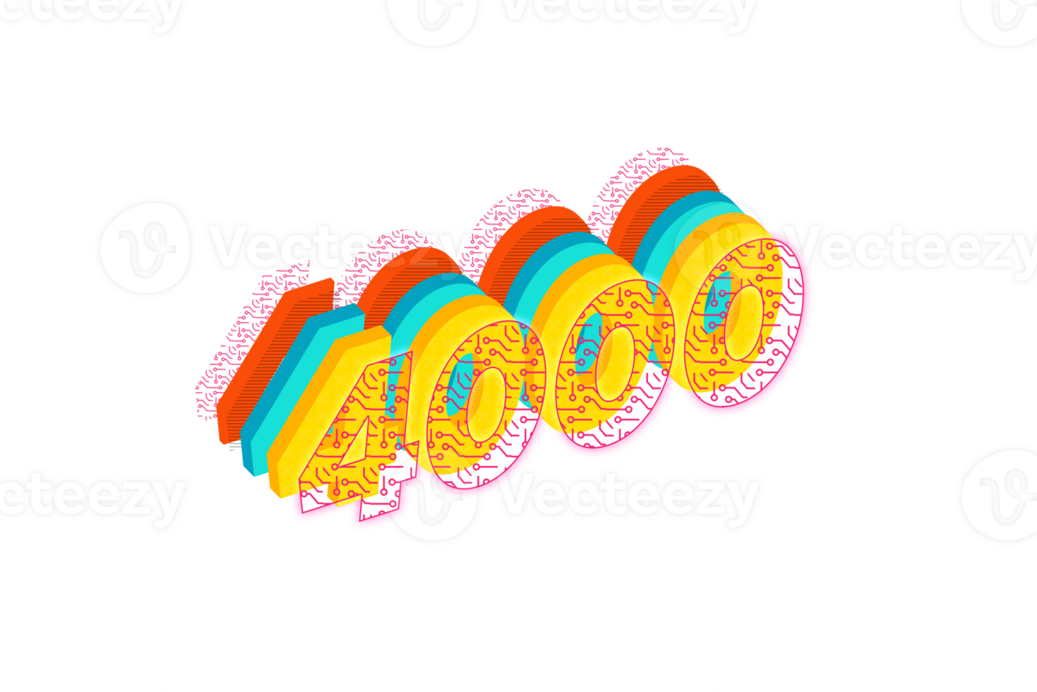 4000 subscribers celebration greeting Number with tech design png