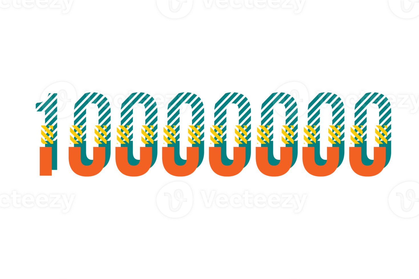 10000000 subscribers celebration greeting Number with strips design png