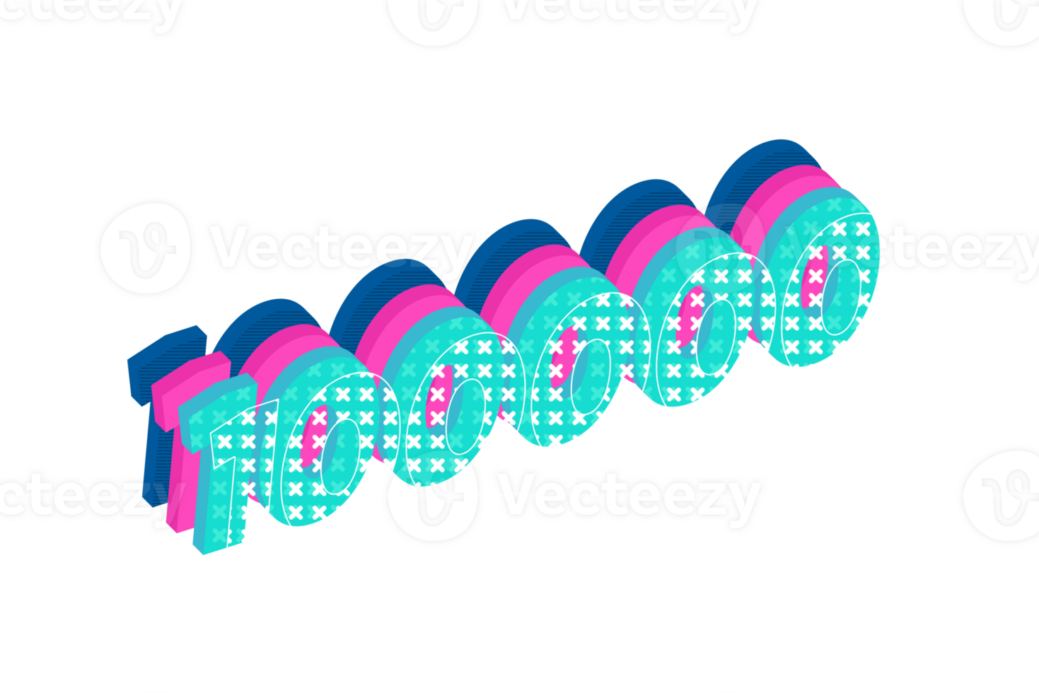 100000 subscribers celebration greeting Number with multi layers design png
