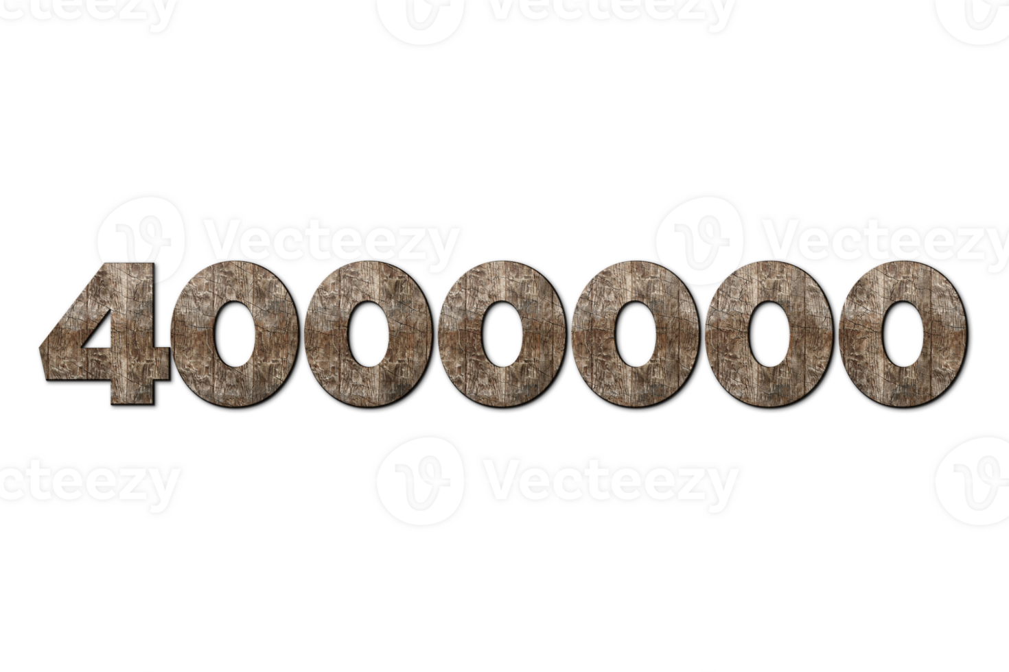 4000000 subscribers celebration greeting Number with old walnut wood design png