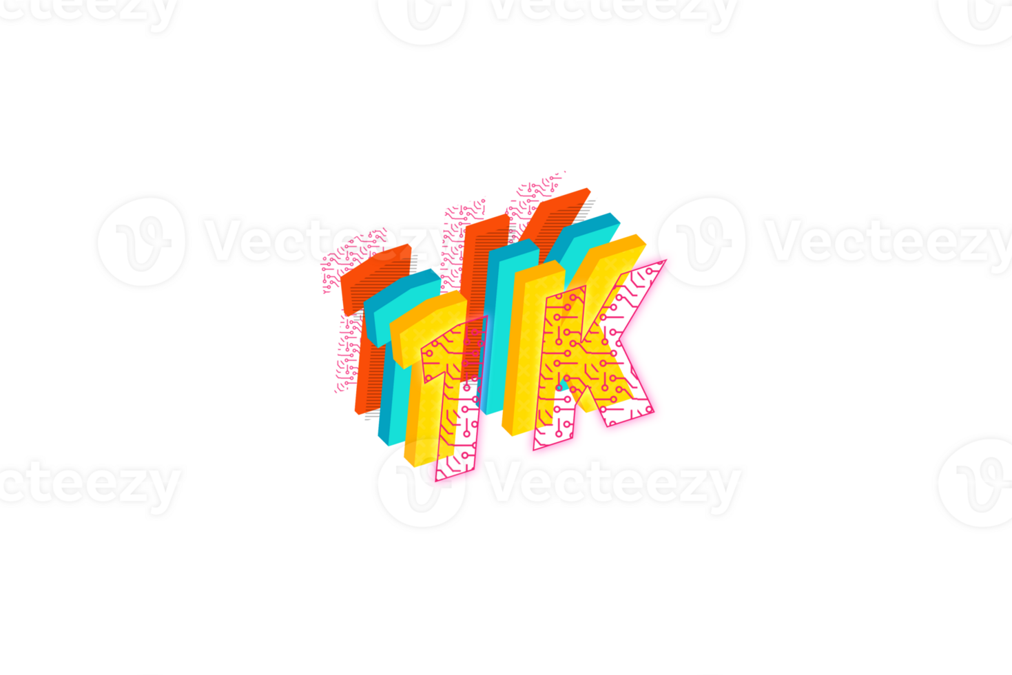 1 k subscribers celebration greeting Number with tech design png