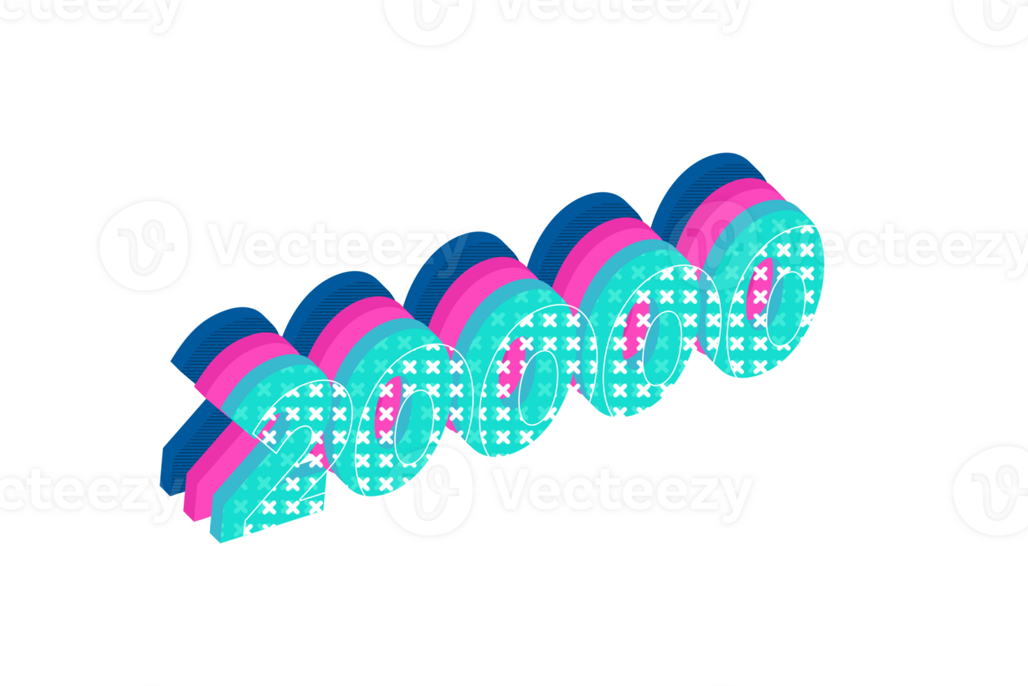 20000 subscribers celebration greeting Number with multi color design png