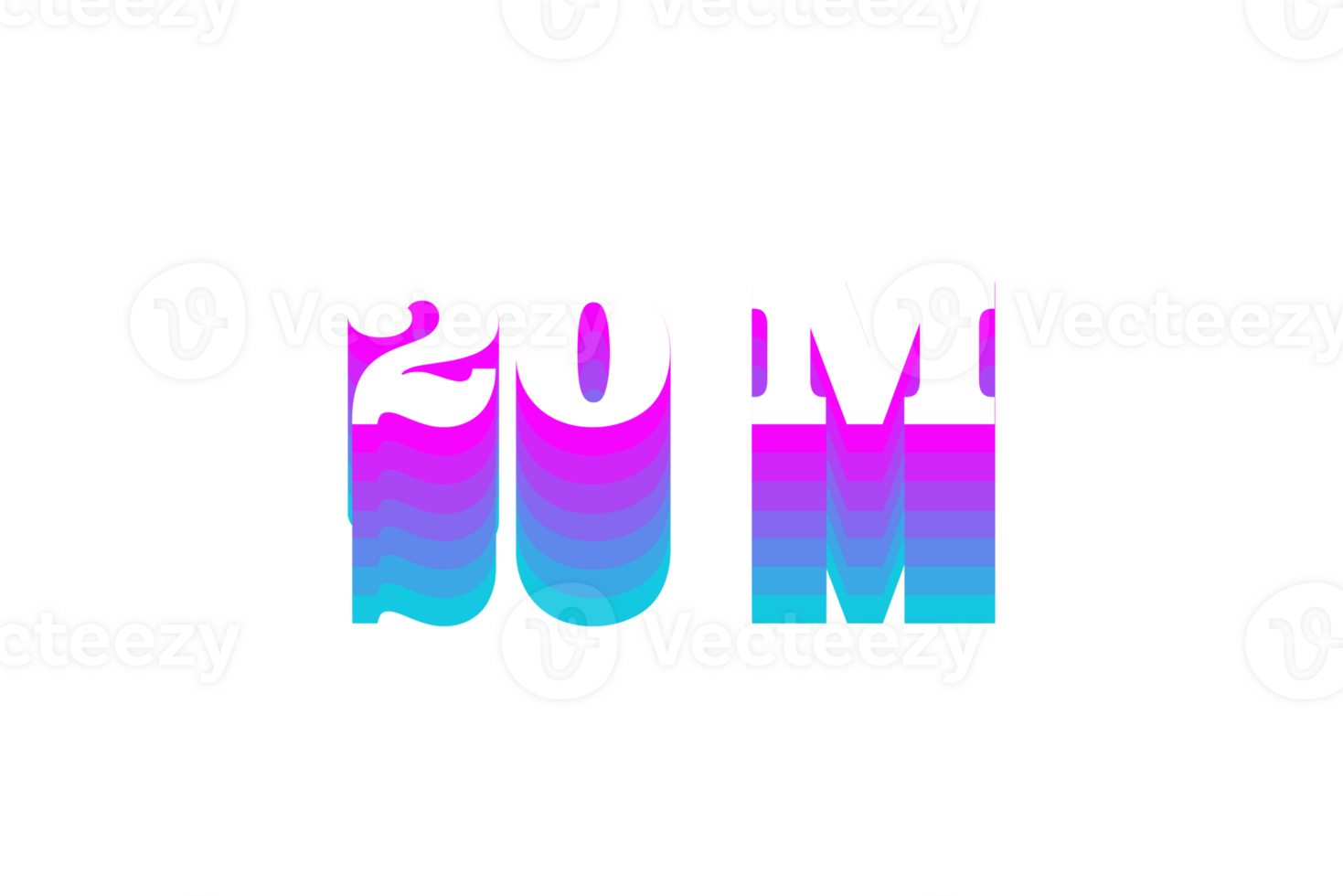20 million subscribers celebration greeting Number with multi color design png
