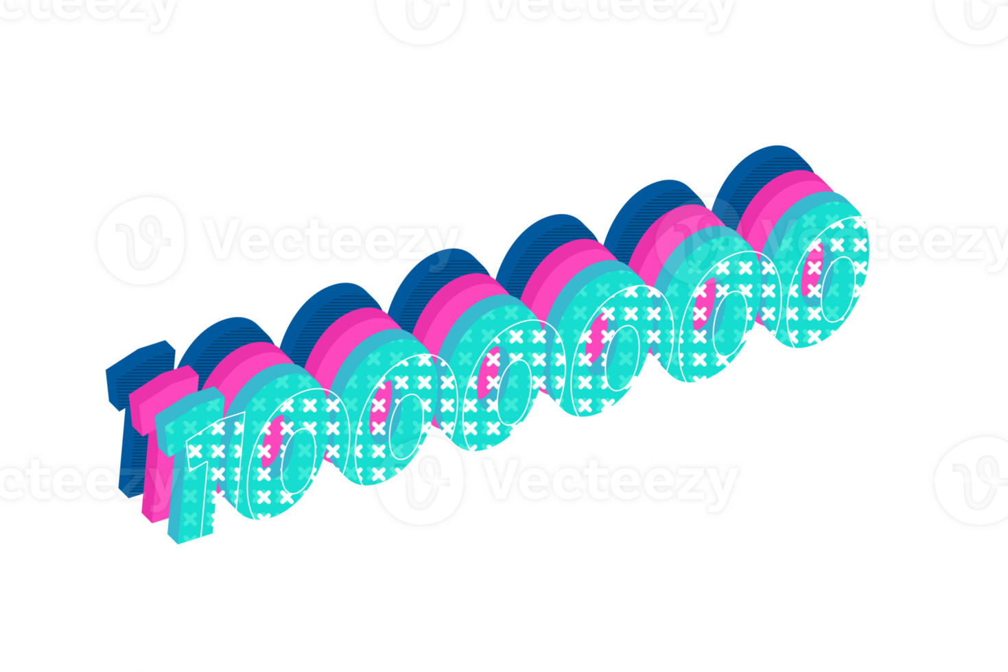 1000000 subscribers celebration greeting Number with multi layers design png