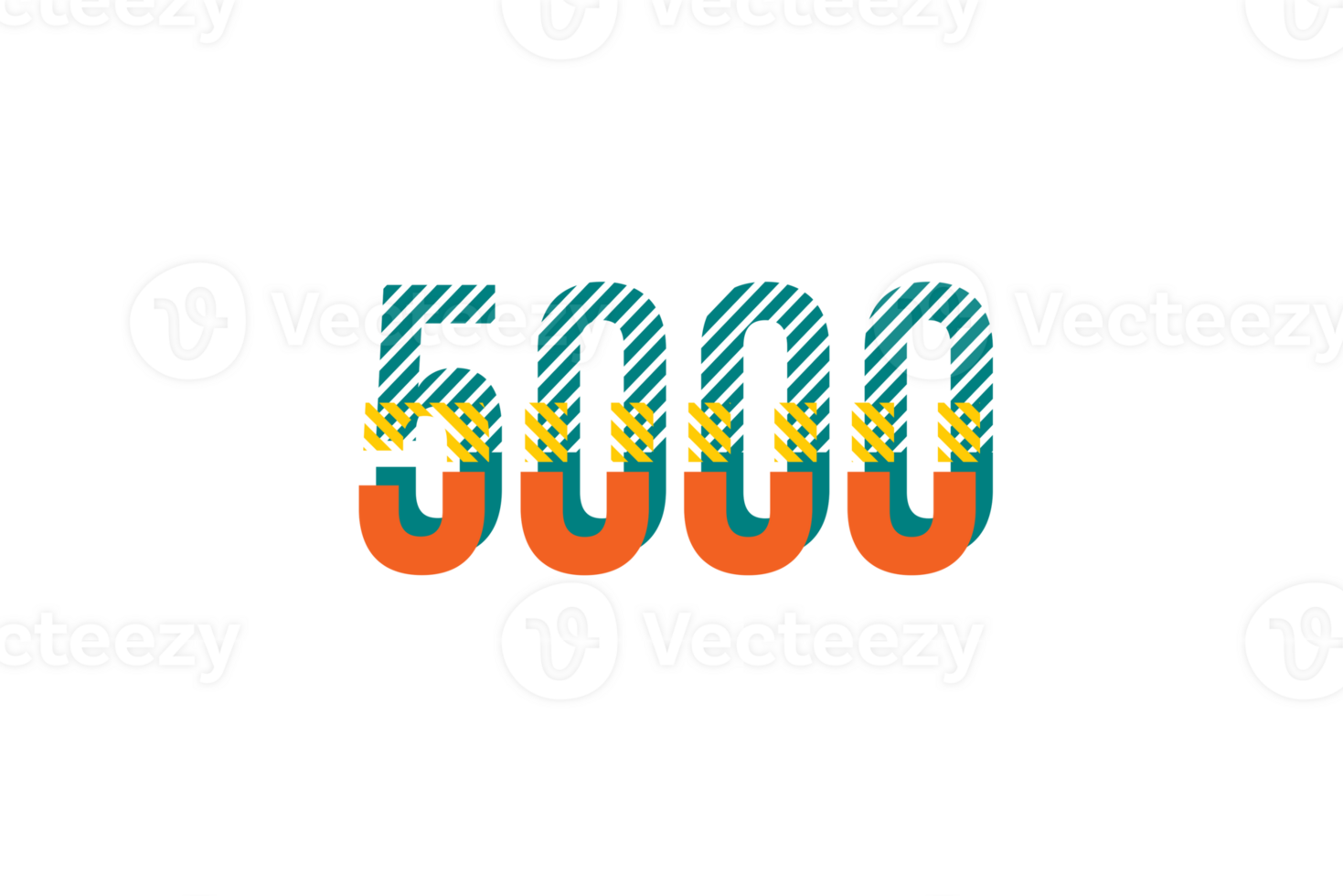 5000 subscribers celebration greeting Number with strips design png